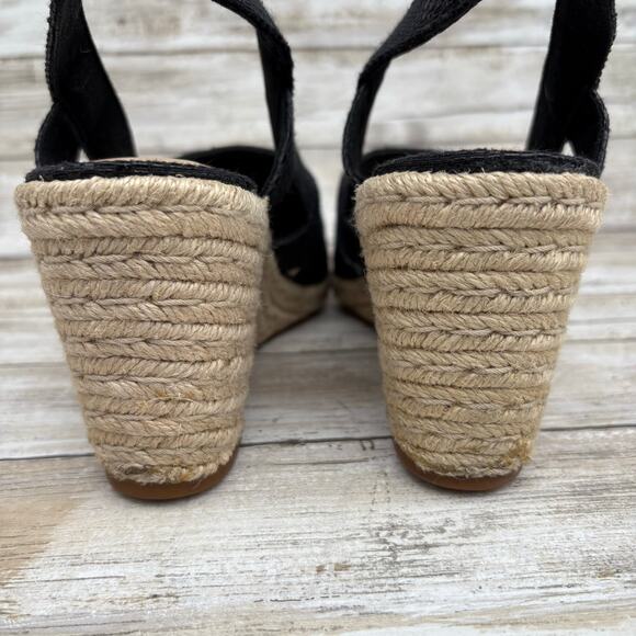 Ralph Lauren Penelopie Sandals Sz 8B Black Canvas Espadrille Slingback Coastal - Picture 2 of 11